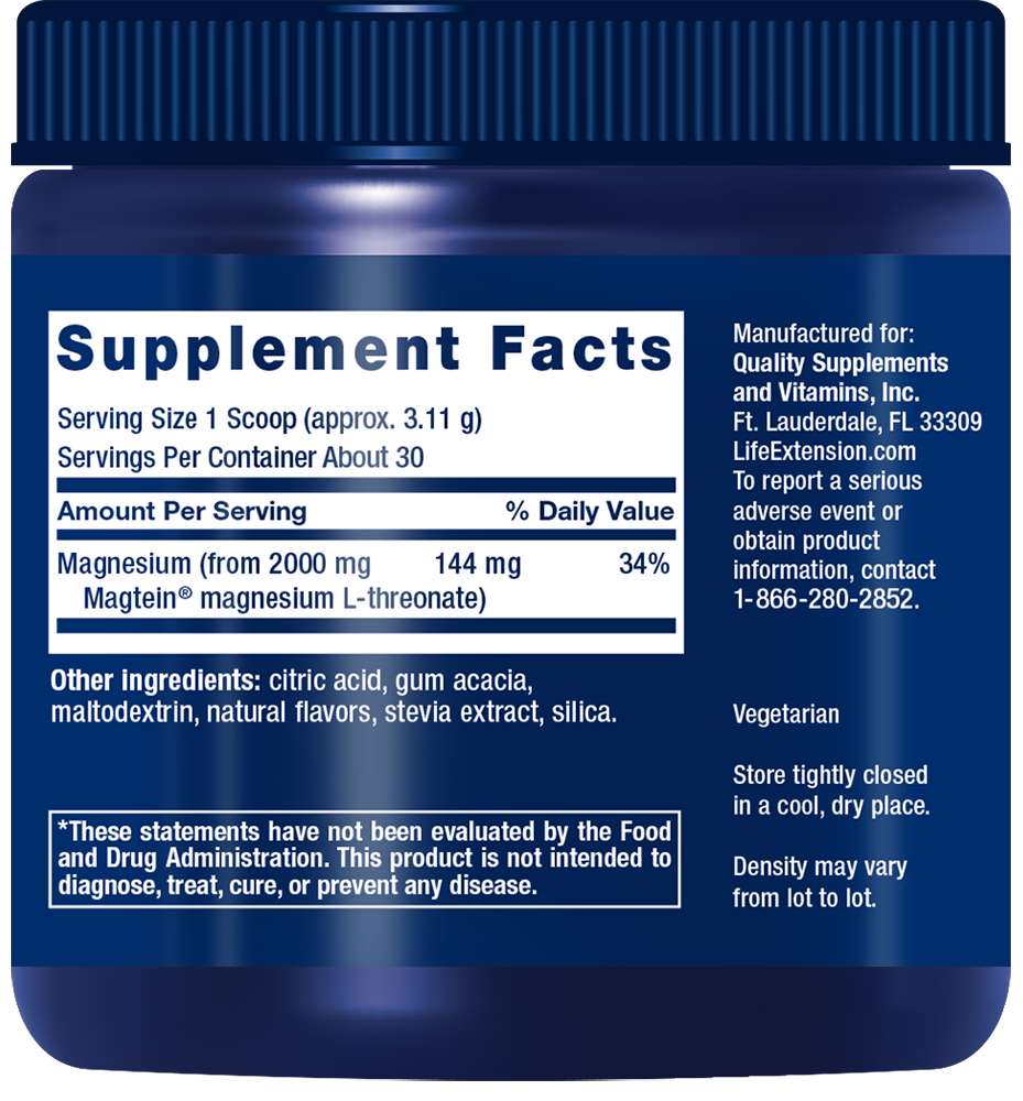 Life Extension - Neuro-Mag Magnesium L-Treonat, Tropisk Punch, 93 g - Bild 2