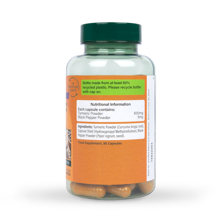 Holland & Barrett - Högstyrkt Gurkmeja med Svartpeppar, 600 mg - 90 kapslar - Bild 4