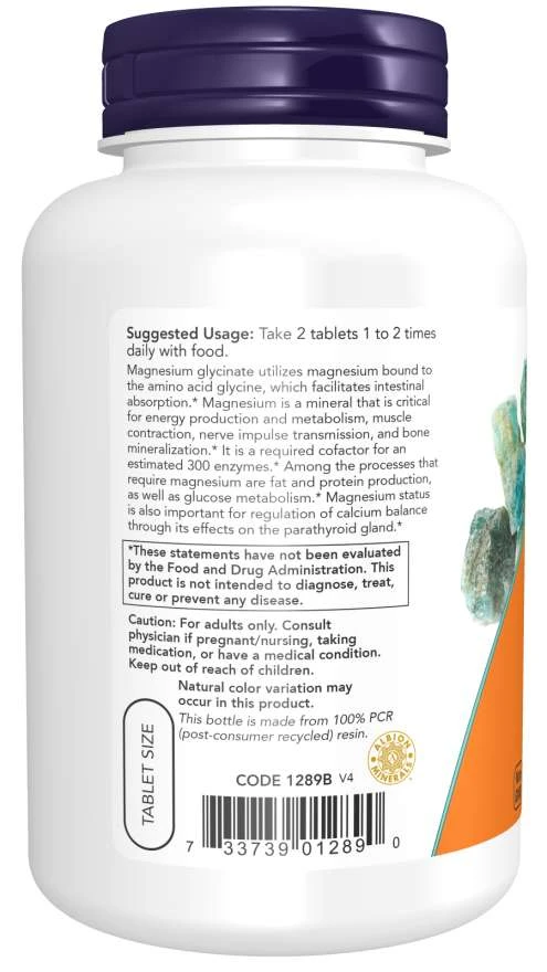 NOW - Magnesiumglycinat, 100 kapslar - Bild 3