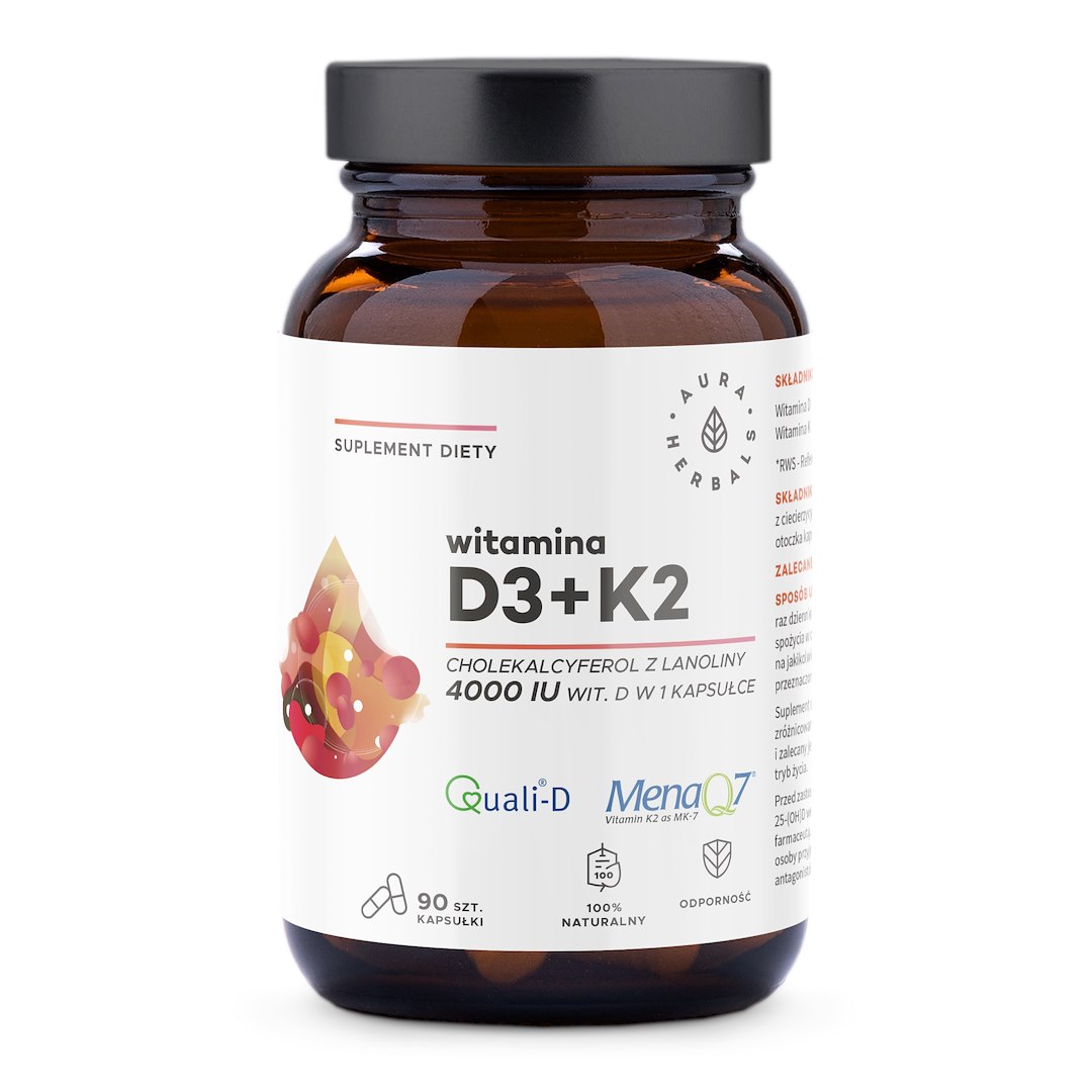 Aura Herbals - Vitamin D3 4000 Iu + K2 100 Mcg, 90 Kapslar