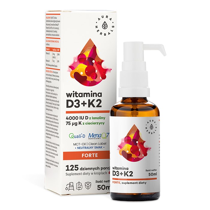 Aura Herbals - Vitamin D3 4000 Iu + K2 Med Mct 50 Ml