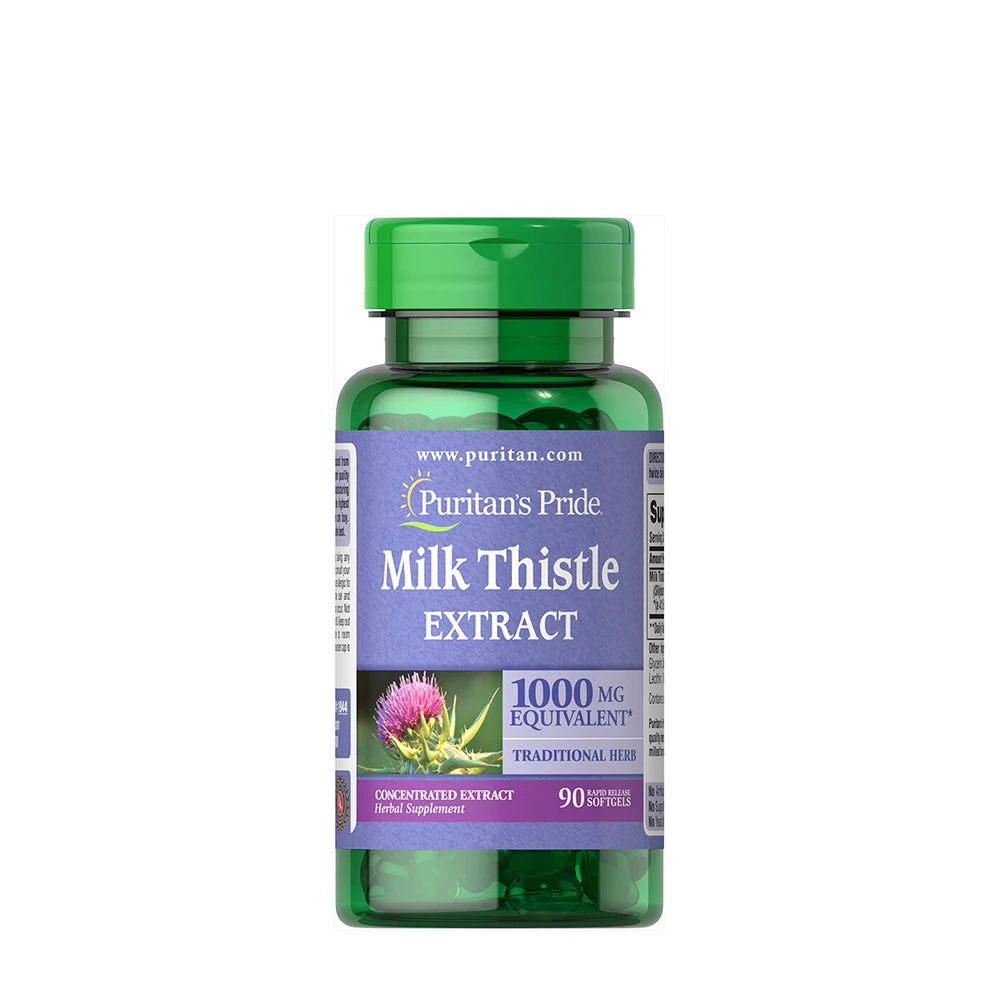 Puritans Pride Milk Thistle 4:1 Extract 1000 mg (Silymarin) (90 Softgels)