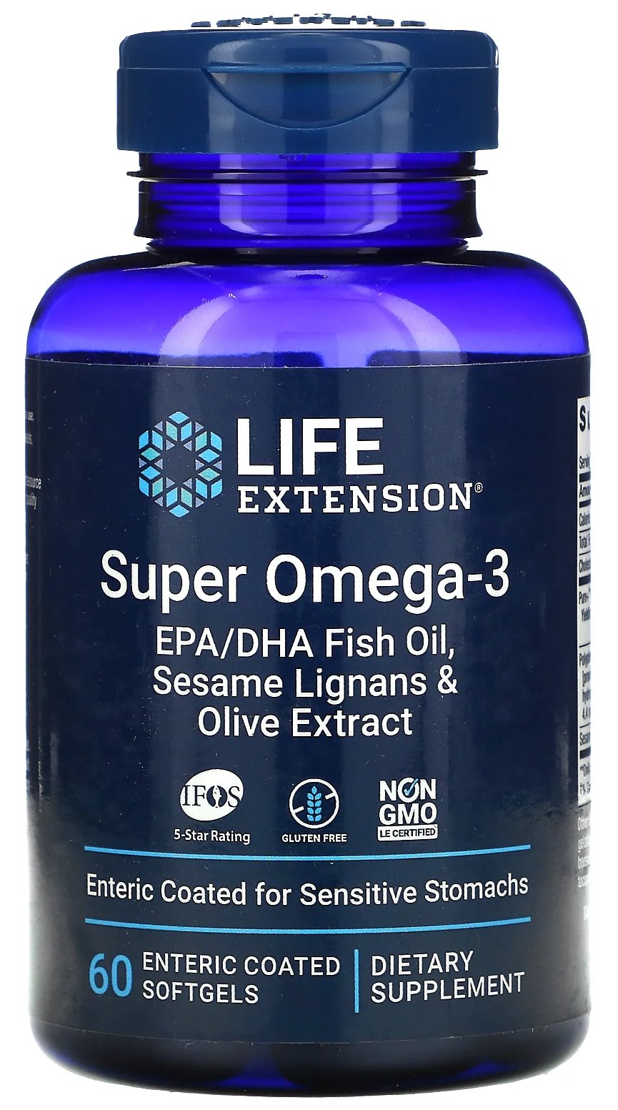 Super Omega-3 EPA/DHA with Sesame Lignans & Olive Extract - 60 enteric coated softgels