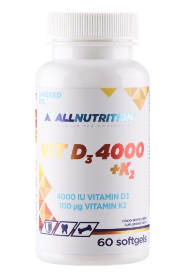 Allnutrition - Vitamin D3 4000 + K2, 60 Mjuka Kapslar