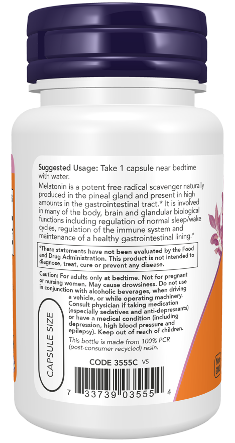 NOW – Melatonin, 5 mg, 180 kapslar